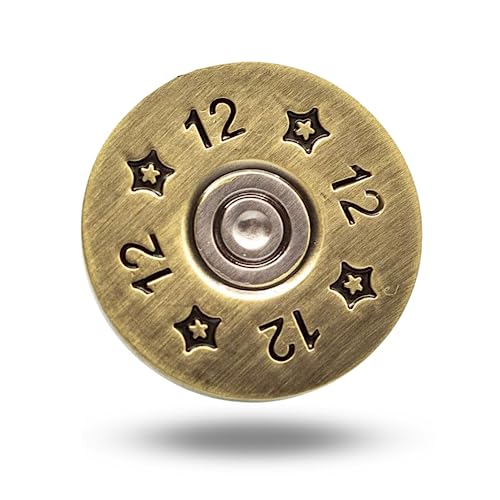 Full Metal Markers 12 Gauge Unique Magnetic Metal Golf Ball Marker with Hat Clip Accessory for Men & Women Shotgun (1 Ball Marker + 1 Hat Clip)