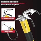 17-Piece Heavy Duty Grease Gun Kit: 14oz Grease Tube Flexible Hose Bearing Grease Pump 8000 PSI Pistol Grip Grease Guns Tool Marine Durable Connectors Adapters Extension Tubes Nozzle Easy Operation