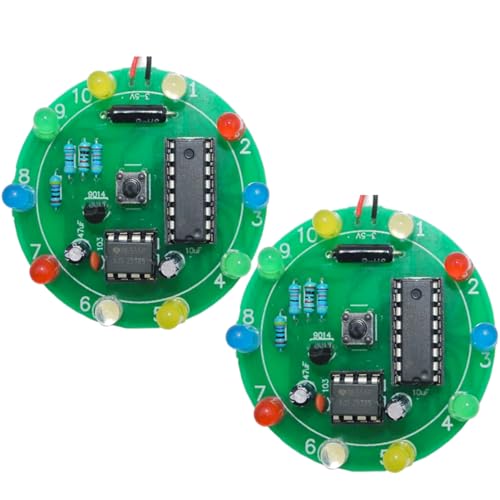 EGSCST 2PCS Soldering Practice Kit CD4017 NE555 DIY Lucky Wheel LED Light Circuit Board Solder Project for Electronics Beginners to Learn and Training