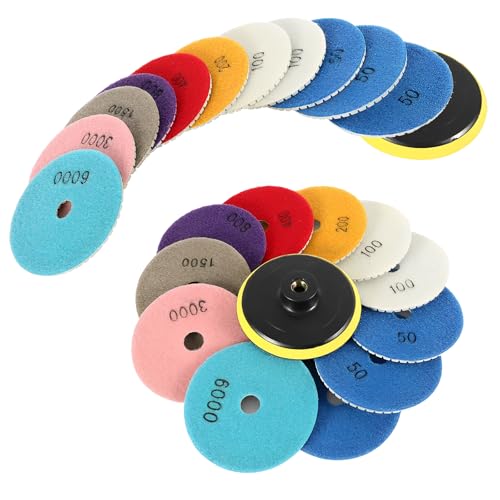 24pcs Diamond Polishing Pads Kit 4 Inch 100mm Round Sanding Discs Wet Dry Grinding Wheels Set Diamond Sandpaper for Diamond Granite Stone Concrete Marble