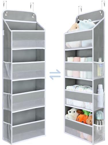 Yecaye 1 Pack Over the Door Organizer, 35.2lbs Load Toy Stuffed Animal Storage, Swing-proof Hanging Bathroom Organizers and Storage for Nursery Newborn Baby Essential Stuff Dorm Room Essentials
