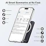 AI Voice Recorder, Digital Voice Recorder App Control, Transcribe & Summarize & Translation Empowered by ChatGPT, Wireless Charging, 107 Languages, 64GB Memory (White)