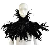 L'VOW Gothic Black Feather Shrug Cape Shawl Halloween Costume for Men (Style -02)