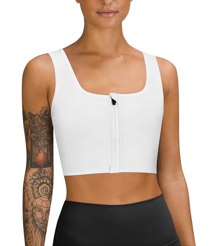 LEINIDINA Chest Binder Tomboy Transgender FTM Square Collar with Front Zipper Binder Bra Tank Top
