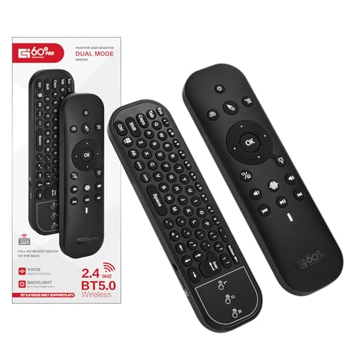 GREVA Bluetooth Voice Remote with Keyboard, Air Mouse Remote Control Backlit Rechargeable, 2.4G WiFi/BT5.0 IR Learning, Mini Keyboard Remote for Nvidia Shield PC Projector Android TV Box HTPC G60S Pro
