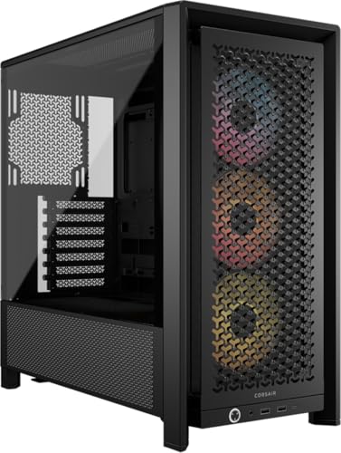 CORSAIR 4000D RS ARGB Frame Modular Mid-Tower ATX PC Case – High Airflow, 3X Pre-Installed RS ARGB Fans, InfiniRail™ Fan Mounting System, ASUS BTF, MSI Project Zero, Gigabyte Project Stealth – Black
