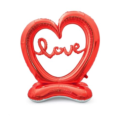 Soochat Giant Standing Heart Balloon Love Foil Balloon Anniversary Wedding Valentines Day Birthday Party Decoration Photo
