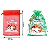 choyaxo 100PCS Christmas Organza Bags Santa Christmas tree Print Satin Drawstring Candy Jewelry Bags for Christmas Drawstring Gift Bags 4 x 6 Inches/10 * 15cm, 10 Styles