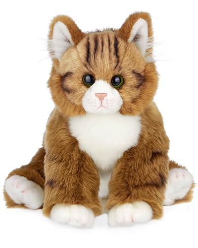 Bearington Manny The Tabby Cat Plush, 10.5 Inch Orange Cat Stuffed Animal - Long Hair Tabby Plush