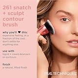 Real Techniques Snatch + Sculpt Contour Makeup Brush, For Liquid & Cream Contour & Bronzer, Flat Top & Oval Head For Blending & Buffing, Dense, Synthetic Bristles, Vegan & Cruelty Free, 1 Count