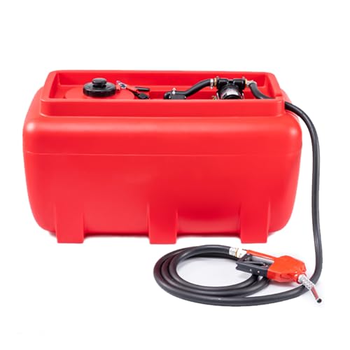 52 Gallon Portable Fuel Tank with 12V Electric Fuel Pump, Gasoline & Diesel Transfer Tank with 13ft Hose, Automatic Nozzle & Lock, Heavy Duty Fuel Storage for Truck, Boat, ATV – Red