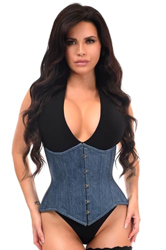 Top Drawer Denim Double Steel Boned Waist Training Corset Cincher (XLarge)