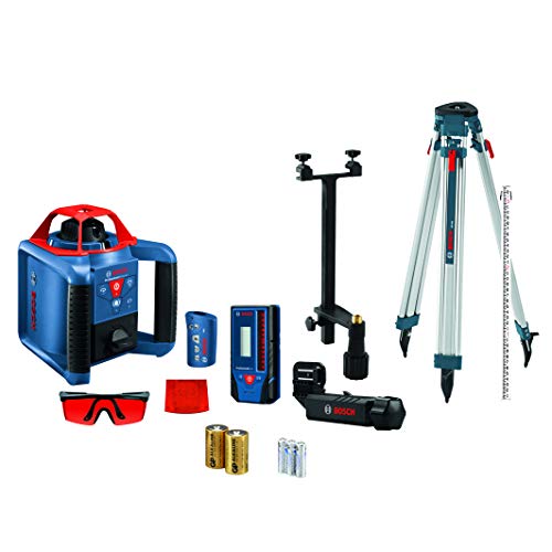 BOSCH GRL900-20HVK REVOLVE Self-Leveling Horizontal/Vertical Rotary Laser Kit, Includes Tripod, Grade Rod, Receiver, 2 D Batteries, Carrying Case, & Accessories