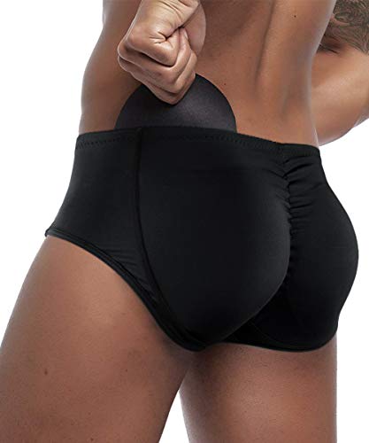 NonEcho Men Padded Brief Shapewear Shorts Butt Booster Underwear Hip-up Body Shaper Boxer Enhancer Large