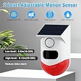 ChunHee WiFi Solar Outdoor Motion Sensor Alarm,Tuya APP Operation,130db Sound Security Siren Light with Remote,IP67 Waterproof Motion Detector for Home,Villa,Farm,Barn,Yard,Chicken coop 2 Pack