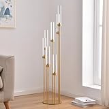 Wocadle 4Sets 7 Arms Floor Candelabra Wedding Centerpieces,Gold 48" Tall Metal Candlestick Holders with Acrylic Removable Lampshade for Chirstmas Table,Party,Room Decor centros de mesa de 15 años