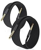 Elebase 1/4 Inch TRS Instrument Cable 10ft 2-Pack,Straight 6.35mm Male Jack Stereo Audio Interconnect Cord,6.35 mm Balanced Line for Electric Guitar,Bass,Keyboard,Mixer,Amplifier,Amp,Speaker,Equalizer