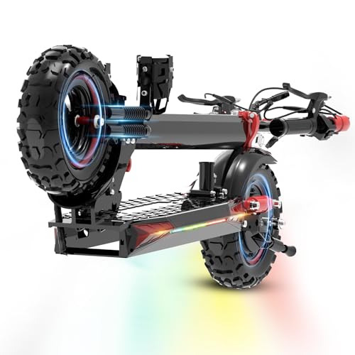 Electric Scooter Adults, 37 Miles Long Range, 34 Mph, 11" Off-Road Tires,48V 18/21AH Big Battery,1200W Motor, Dual Braking System,Folding Commuter Electric Scooter - (Seat Optional (48V 18AH-1200W)