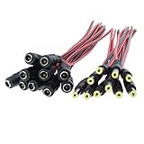 MTQY 10pcs DC Power Pigtail Cable 5-24V 5A Male & Female Barrel Connectors for CCTV Security Camera and Lighting Power Adapter