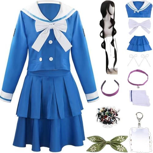 WJZAHB Tenko Chabashira Cosplay Costume Skirt JK Uniform Set Kirumi Tojo Cosplay Costume Halloween Party (Costumes + wig, S)