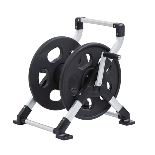 Liberty Garden 306 Explorer Floor or Wall Mount Hose Reel, Aluminum, Holds 150-feet of 5/8-Inch hose, Silver/Black