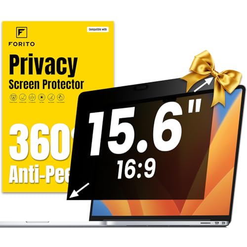 F FORITO 15.6 Inch Laptop Privacy Screen Protector, 360° Anti Peeping and Anti Glare Laptop Privacy Shield Compatible with 15.6" HP/Lenovo/Dell/Acer/ASUS/Thinkpad with 16:9 Aspect Ratio