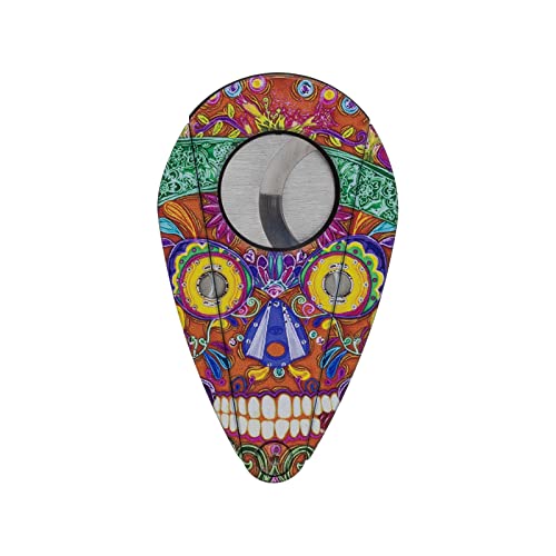 Xikar Xi2 Cigar Cutter Calavera Global NFT Gallery Series Dia de Los Muertos Sugar Skull Art Portrait Double Guillotine Action 440 Stainless Steel Blades Cuts 54 to 60 Ring Gauge Cigars