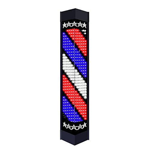 Flashings Barber Pole Led,Led Barber Pole Rotating Illuminated Stripes Retro Wall-Mounted Lamp Hair Salon Barber Hairdressing Sign/Red White Blue/135Cm