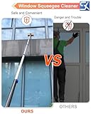 SKGPOLE Squeegee for Window Cleaning Kit with 5-19 Foot Telescoping Extension Pole (26+ Foot Reach), 2 in 1 Window Squeegee, Aluminum Telescopic Extension Pole for Window, Car, Shower Glass Door