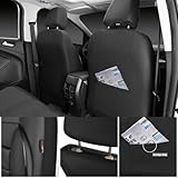 CAR PASS Faux Leather Car Seat Covers Front Seats Only, 3D Foam Support Car Seat Covers, Universal fit for Trucks Vans SUVs Sedans Automotive Comfortable, Airbag Compatible 2 Pieces Front Solid Black