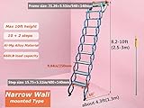 INTSUPERMAI Attic Ladder Loft Stairs 12 Loft Steps Ladder Folding Staircase Foldable Attic Stairs Pull Down with Aluminum Alloy Scissor Stair Structure No handrail 10 ft Height Blue