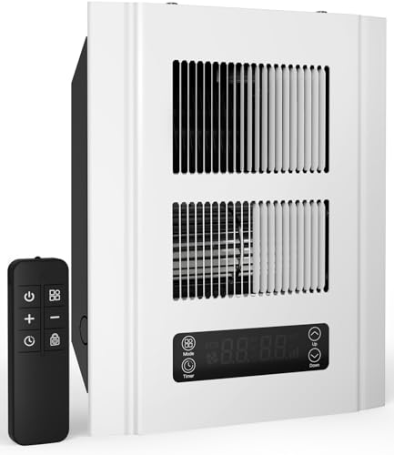 Infandy Electric Wall Heater for Indoor Use, 120V Wall Heater with Thermostat, Remote Control, 3 Heating Modes, 9H Timer, Child Lock, Overheat Protection, Suitable for Bathroom, 1500W, Hardwired