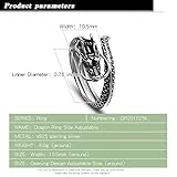 Dankadi Men Vintage Dragon Ring 925 Sterling Silver Open Punk Rings For Women Adjustable Rings Solid Silver Gothic Hip Hop Jewelry Gift (Classic style, Adjustable)