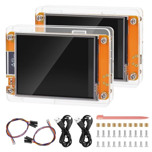 2 Pack 2.8" ESP32 Development Board WiFi Bluetooth ESP32-2432S028R Dual-core 240x320 Smart LCD Display TFT Module Touch Screen for Arduino IDE IoT (with Acrylic Shell)