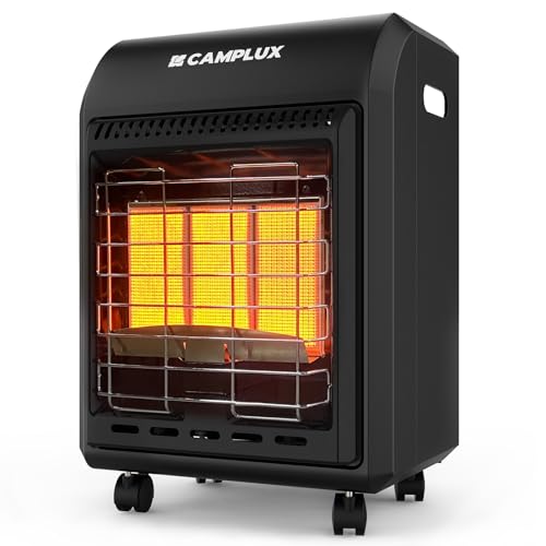 CAMPLUX Propane Heater Indoor and Outdoor, 6000 to 18000 BTU 3 Modes Propane Cabinet Heater with ODS & Tip-over Protection, Garage Radiator with Gas Regulator & Hose Heat up to 450 Sq.Ft