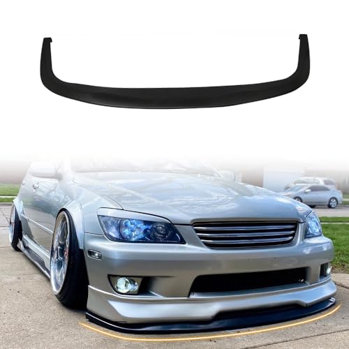 MODILOVER Universal Front Bumper Lip Spoiler for Most Vehicles, PU Unpainted Black CS Style Add-on Front Splitter Air Dam Chin Protector