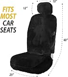 ZONETECH Car Seat Covers Full Set,Sheepskin Winter Wool Auto Accessories for All Season Protection,Include Front & Rear (Black, 1- Pack)