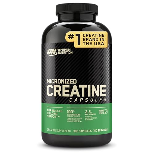 Optimum Nutrition Micronized Creatine Monohydrate Capsules, Keto Friendly, 2500mg, 300 Capsules (Packaging May Vary)