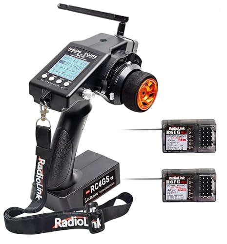 ATA HOBBY Radiolink RC4GS V3(V2 Upgrade) 5 Channel RC Radio Transmitter and 2Pcs R6FG Receiver with Gyro 2.4ghz 400M Remote Controller Kit for Car/Boat/Crawler/Tank/Drifting/Buggy with Lanyard
