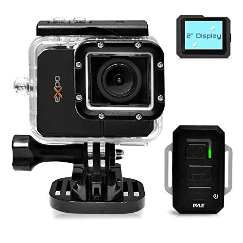 Pyle Expo Sports Action CameraP Mini Hi-Res Camcorder w/ Wifi, 20 MP Cam, 2" Screen USB SD Card HDMI, Battery - Waterproof Case, USB Cable, Wireless Remote Control, Mount - PSCHD90BK (Black)