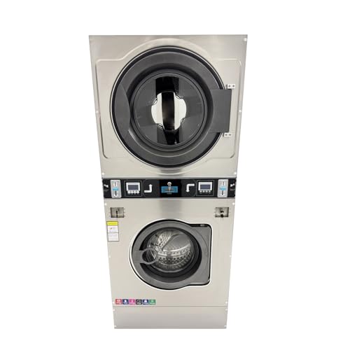LGXEnzhuo Commercial Coin Operated Washer Dryer 26.4LBS Coin Operate Washing Drying Machine Combo Stackable Laundry Washer 220V/1PH