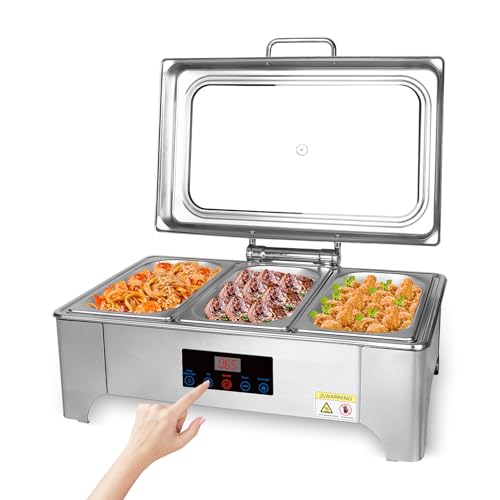 Electric Chafing Dishes Buffet Set: Stainless Steel Chaffing Server Chafer with Temperature Control (Third Size)