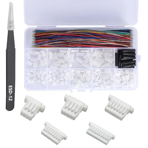 Teansic JST SH 1.0mm Connector Kit with 28AWG Pre-Crimped Cables(150mm/5.9 inch)，3/4/5/6/7/8/9/10/12 Pin Housing JST Adapter for FPV Drone Flight Controller