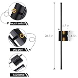 LED Wireless Wall Sconce with Remote Control (Set of Two), USB Rechargeable Battery Powered Indoor Wall Lamps, Dimmable, 360° Rotate,Timing, 28.3 inch Black Wall Lights for Hallway/Living Room/Bedroom