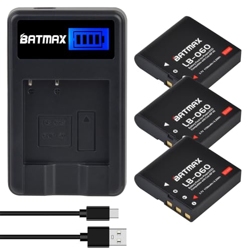 Batmax 3X NP-40 LB-060 Battery + Quick LCD Charger for Casio NP-40 Kodak LB-060,GE GB-60 Exilim EX-Z400, Exilim EX-FC100, Exilim EX-FC100WE, Exilim EX-FC150, Exilim EX-FC150BK