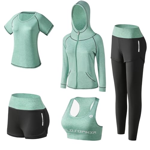 Workout Sets for Women Clothes Tracksuit Sport Yoga Fitness Gym Tennis Exercise Workout Clothes Athletic Activewear Sets (Green 03, S)