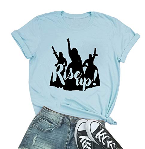 Rise Up Hamilton T Shirt Schuyler Sisters Tee Womens Musical Tshirt Young Scrappy & Hungry Tshirt (XS, Blue)