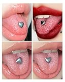 Jewseen G23 Implant Grade Titanium Tongue Piercing Jewelry Heart Tongue Rings Internally Threaded Tongue Barbell for Women Men