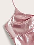 Verdusa Women's Y2K Tops Heart Rhinestone Backless Ruched Cami Asymmetrical Split Crop Halter Top Pink S