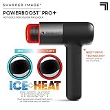 Sharper Image® Powerboost® Pro+ Hot & Cold Deep Tissue Massage Gun - 6 Speeds, 6 Attachments, 5-Hour Battery, Travel Case, Charging Base, Shoulder & Back Massager, Pain Relief Tool, FSA Eligible